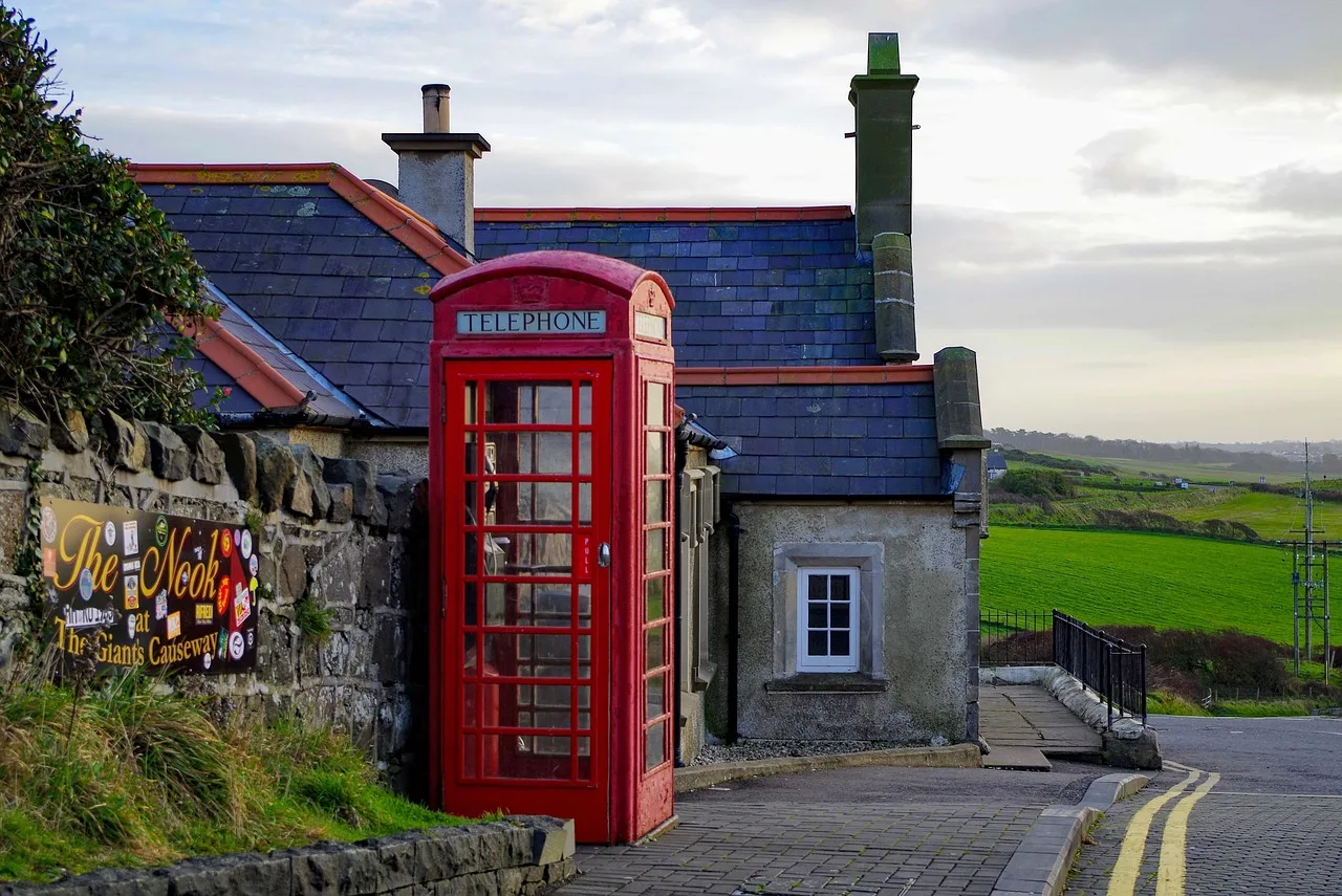 north ireland, telephone booth, red cabin, red, english, united kingdom, house, cabin phone, solitary, the nook, telephone booth, united kingdom, united kingdom, united kingdom, united kingdom, united kingdom